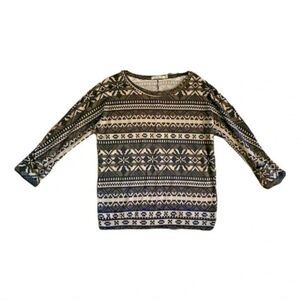 Chloe K Oversized Geo Nordic Pattern Brown Ran Sweater sz Small S